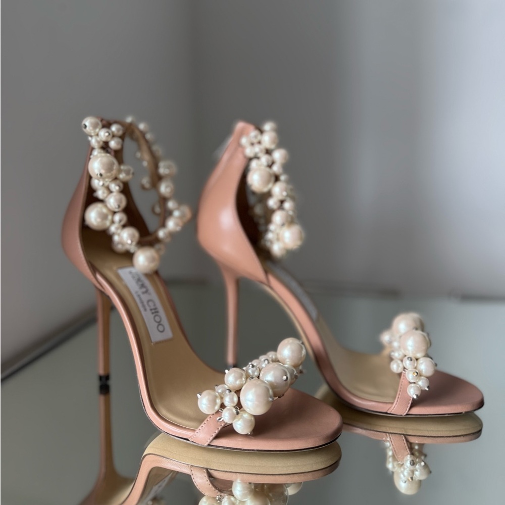 New JIMMY CHOO Maisel 100 pearl-embellished leather heeled sandals 36 $2,295 - Picture 7 of 12